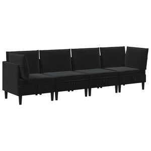 vidaXL Elutoa m&ouml;&ouml;bliseade padjaga ladustamisega 4 pcs Must Samet