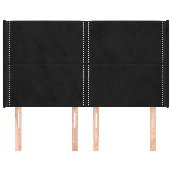 vidaXL voodipeats servadega, must, 147x16x118/128 cm, samet