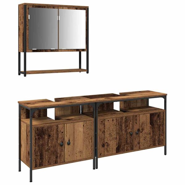 vidaXL Vannitoa m&ouml;&ouml;bleset riiuliga ladustamisega 3 pcs Pruun Tehispuit