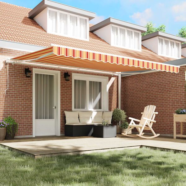 vidaXL K&auml;igukohandatav varikatus Kollane ja oranž 450 &times; 350 cm kangas