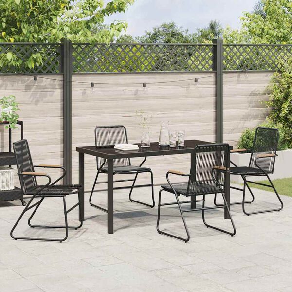 vidaXL Aia söögilaudade komplekt 5 pcs Must PVC rattan