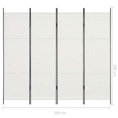 vidaXL 4 paneeliga ruumijagaja, valge, 200 x 180 cm