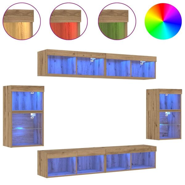 vidaXL Telerikapi komplekt 8 pcs k&auml;sit&ouml;&ouml;tamm Tehispuit