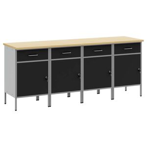 vidaXL T&ouml;&ouml;kapp sahtliga lukuga 4 pcs Must ja Hall 200 x 55 x 85 cm