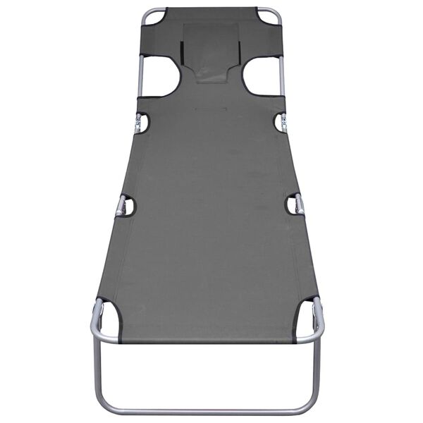 vidaXL kokkupandav peatoe ja reguleeritava seljatoega lamamistool, hall