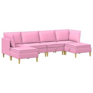 vidaXL Modulaarne diivanisari koos ladustamisega 6 pcs Roosa kangas