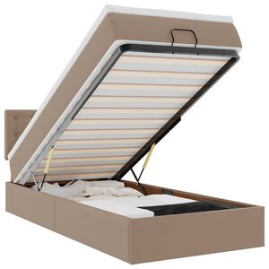 vidaXL Ottomani voodiraam madratsiga, cappuccino, 90x190 cm, kunstnahk
