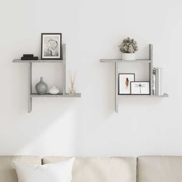 vidaXL seinariiulid 2 tk, hall Sonoma tamm, 50x12x50 cm, tehispuit