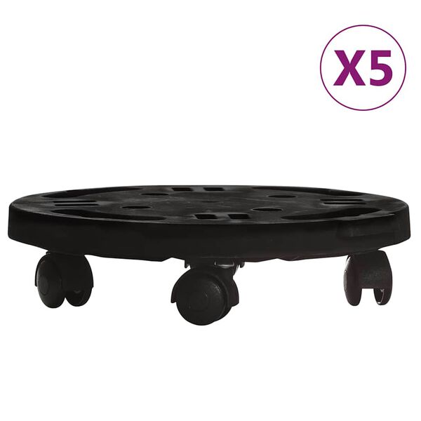 vidaXL ratastel taimek&auml;rud 5 tk, l&auml;bim&otilde;&otilde;t 30 cm, must, 170 kg