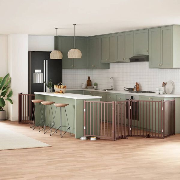 vidaXL kokkupandav koerav&auml;rav uksega, 10 paneeli, pruun 800 cm, pappel