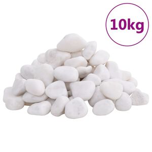 vidaXL poleeritud veerkivi 10 kg, valge, 2-5 cm