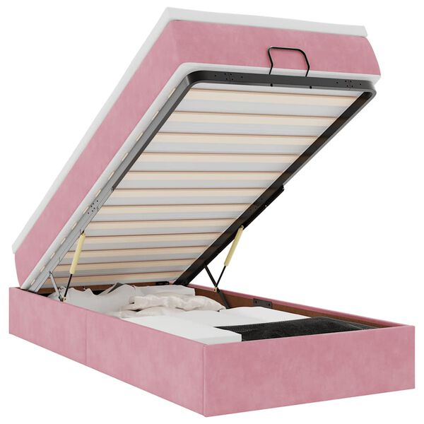 vidaXL Ottomani voodiraam madratsiga, roosa, 90x200cm, samet