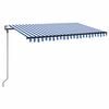 vidaXL automaatne varikatus, LED, tuuleandur, 400x300 cm, sinine/valge