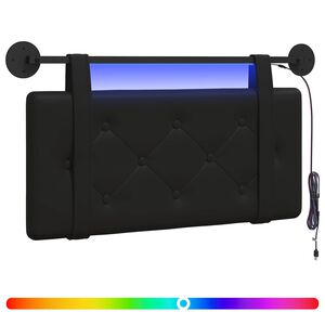 vidaXL Rippuv voodipeats LED-valgustusega Must Kunstnahk