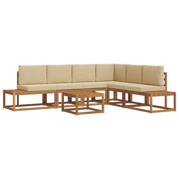 vidaXL V&auml;li diivanikomplekt padjaga 7 T&uuml;kk Looduslik ja beež