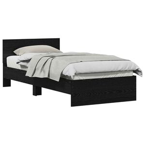 vidaXL Voodi raam peaga Must tamm 90 x 200 cm Tehispuit