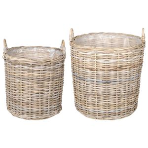 vidaXL Istutuskorv ladustamisega 2 tk Looduslik hall Kubu rattan