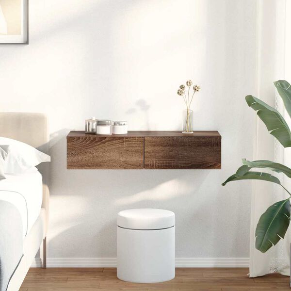 vidaXL seinariiul sahtlitega, pruun tamm, 80 x 33 x 17 cm, tehispuit