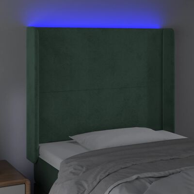 vidaXL LED-voodipeats, tumeroheline, 103x16x118/128 cm, samet