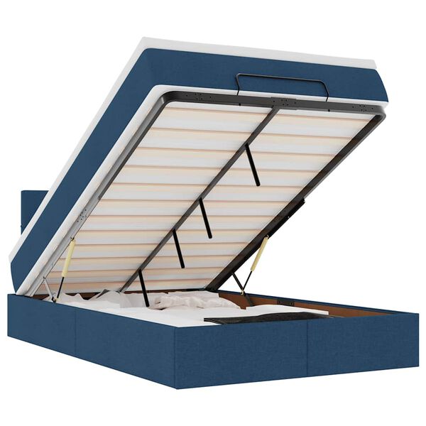 vidaXL Ottomani voodi madratsi ja LED, sinine, 120x190cm, kangas