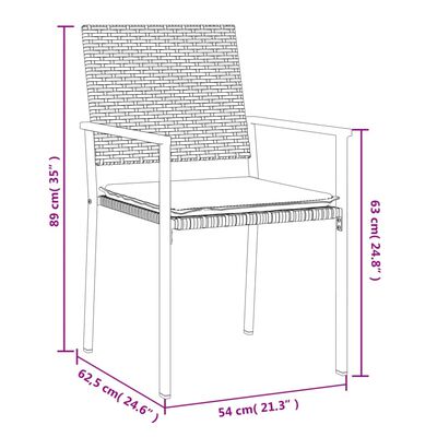 vidaXL 7-osaline aia söögimööbli komplekt istmepatjadega, rotang/teras