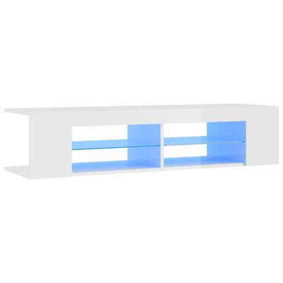 vidaXL telerialus LED-tuledega, kõrgläikega, valge, 135x39x30 cm