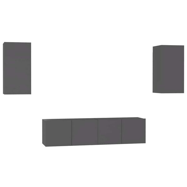 vidaXL 4-osaline telerikappide komplekt, hall, puitlaastplaat