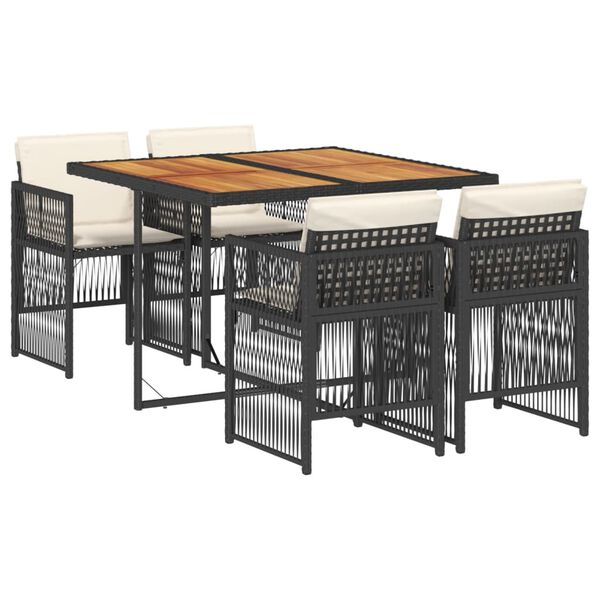 vidaXL 5-osaline aiam&ouml;&ouml;bli komplekt patjadega, must, pol&uuml;rotang