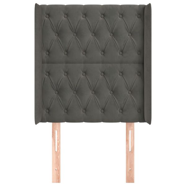 vidaXL voodipeats servadega, tumehall, 83x16x118/128 cm, samet