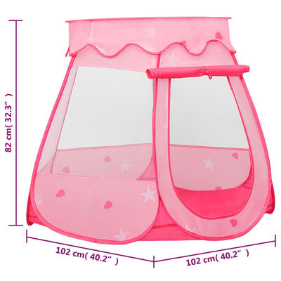 vidaXL laste mängutelk, 250 palliga, roosa, 102 x 102 x 82 cm