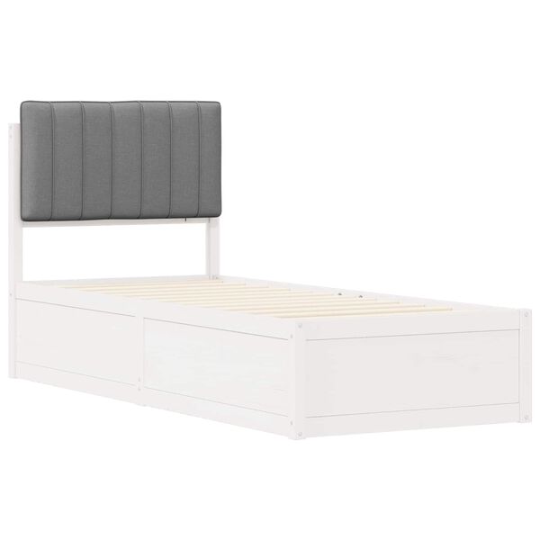 vidaXL Voodiraam Pehme Peatoega peaga Helehall 80 x 200 cm Tahke m&auml;nd