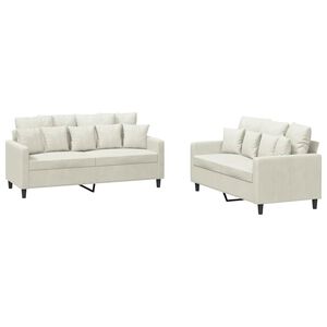 vidaXL 2-osaline diivanikomplekt patjadega, kreemjas, samet