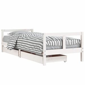 vidaXL lastevoodi raam sahtlitega, valge, 80 x 200 cm, m&auml;nnipuit