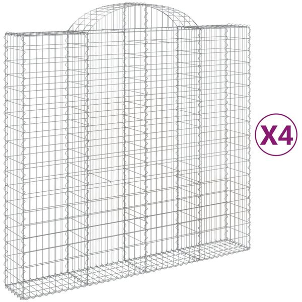 vidaXL kaarekujulised gabioonkorvid 4 tk, 200x50x180/200 cm, raud