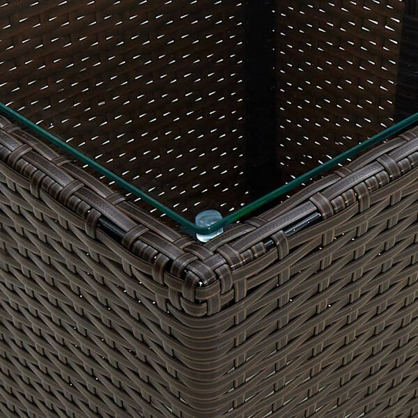 vidaXL teelaud, pruun, 41,5x41,5x44 cm, polürotang, karastatud klaas