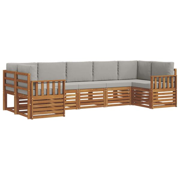 vidaXL Diivanikomplektid 7 pcs Looduslik ja Hele Hall Tugev akatsiapuu