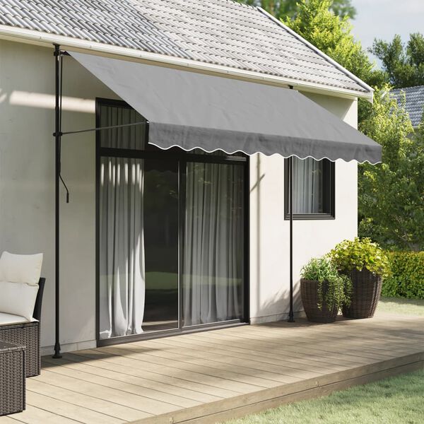 vidaXL varikatuse asenduskangas, antratsiithall triibuline, 3 m