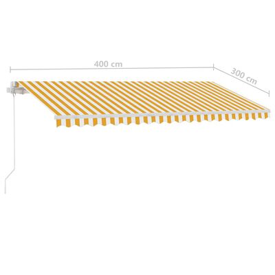 vidaXL iseseisev käsitsitõmmatav varikatus, 400 x 300 cm kollane/valge