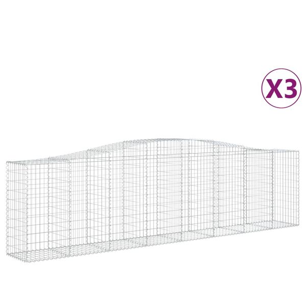 vidaXL kaarekujulised gabioonkorvid 3 tk, 400x50x100/120 cm, raud