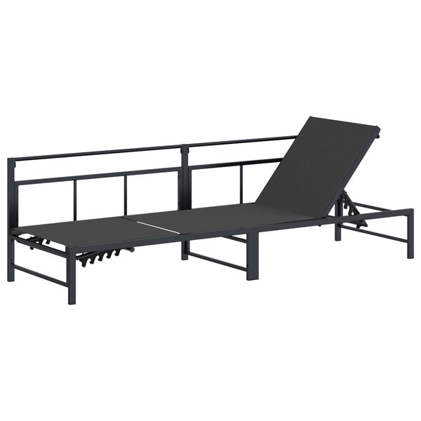 vidaXL Lamamistool Must 200 x 62 x 59,5 cm Tekstileen