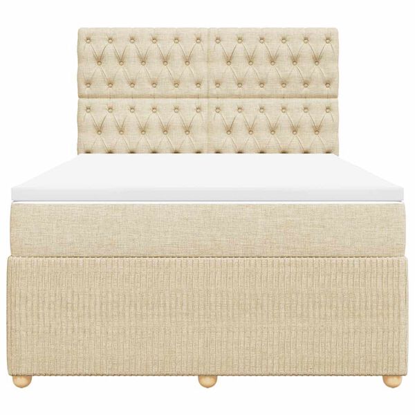 vidaXL kontinentaalvoodi madratsiga, kreemjas, 160x200 cm, kangas