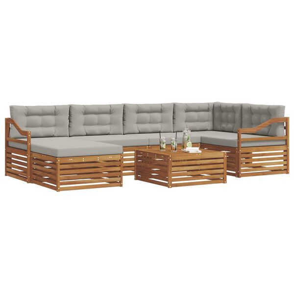 vidaXL V&auml;li diivanikomplekt padjaga 7 pcs Looduslik ja Hele Hall