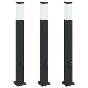 vidaXL 3 tk pollarvalgustid pistikupesaga, 80 cm, mustad, IP44
