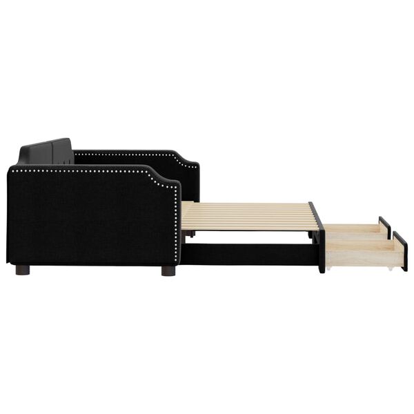 vidaXL diivanvoodi v&auml;ljat&otilde;mmatava osaga, must, 100x200 cm, kangas