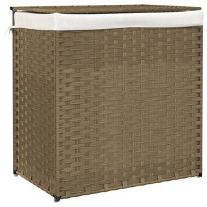 vidaXL 2 sektsiooniga pesukorv, 53 x 35 x 57 cm, pol&uuml;rotang