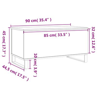 vidaXL kohvilaud, must, 90 x 44,5 x 45 cm, tehispuit