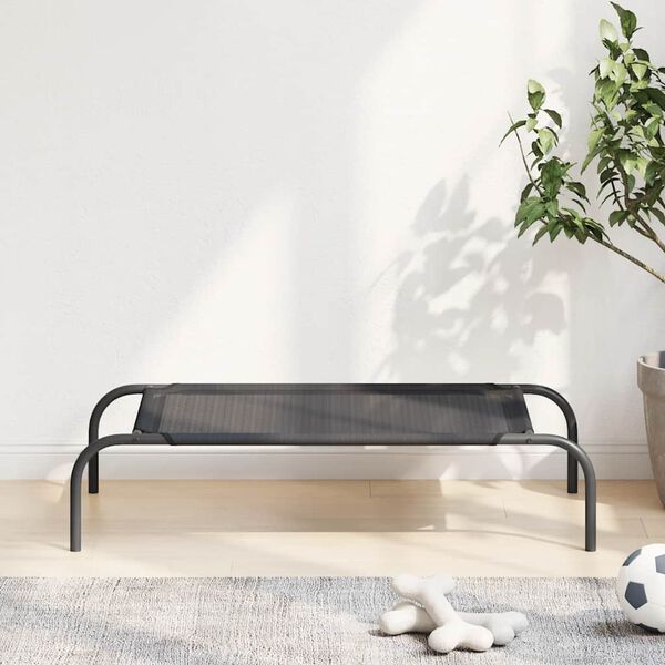 vidaXL kõrgendatud koeravoodi must S textilene