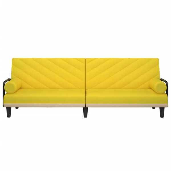 vidaXL diivanvoodi k&auml;etugedega, helekollane, kangas