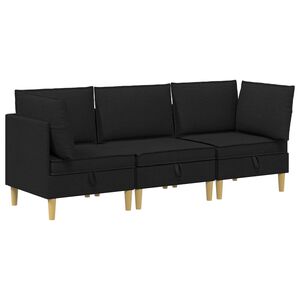 vidaXL Modulaarne diivanisari koos ladustamisega 3 pcs Must kangas
