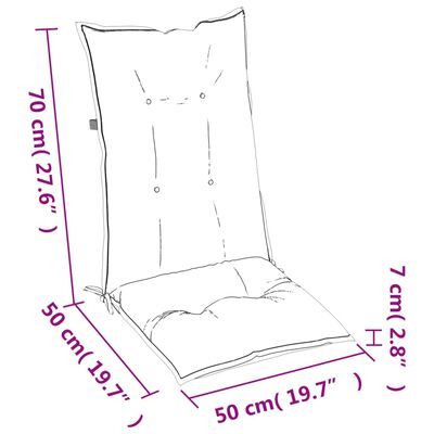 vidaXL kõrge seljatoega toolipadjad 6 tk, kreem, 120x50x7 cm, kangas